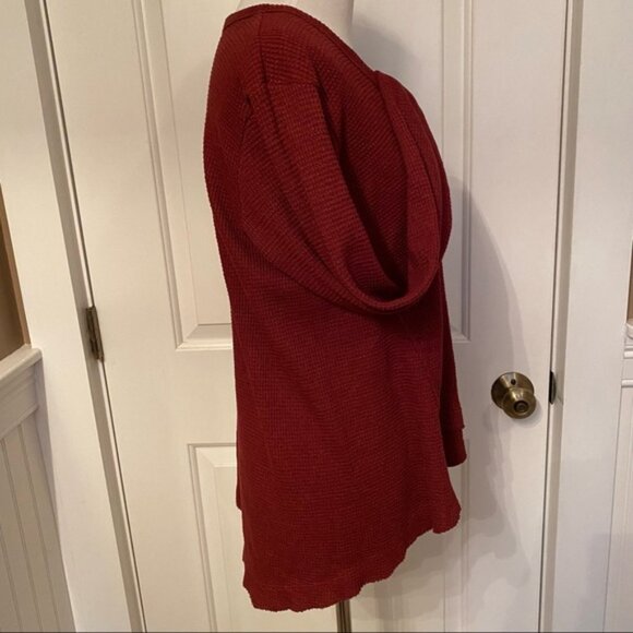 WILT TOP DARK RED WAFFLE V-NECK LONG SLEEVE HIGH LOW HEM SIZE M - Picture 8 of 12